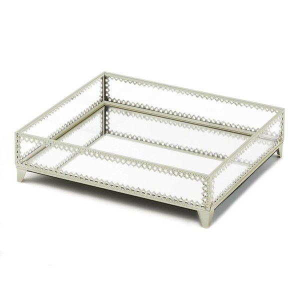 Accent Plus Silver Trim Glass Tray 10019028